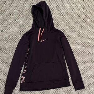 Nike Women's Dark Purple Hoodie with Pink Details
